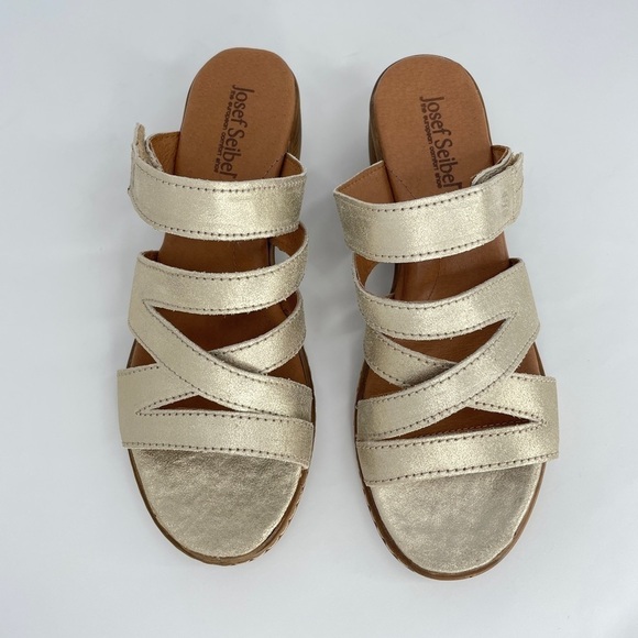 Josef Seibel Juna 04 Strappy Gold Block Heel Sandal, 7.5 - Picture 9 of 11